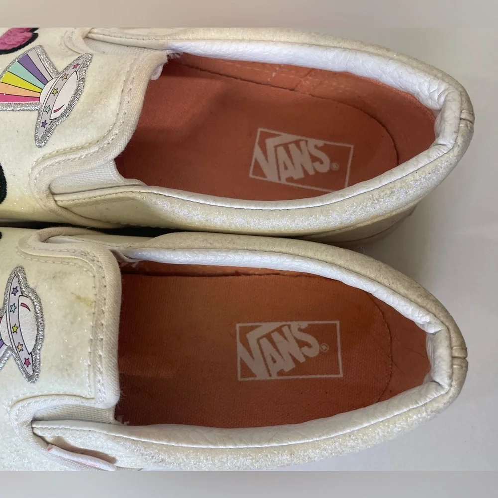 Vans‎ Kid’s Unicorn Alien Glitter Classic Slip-On Sneakers Patches Size 3